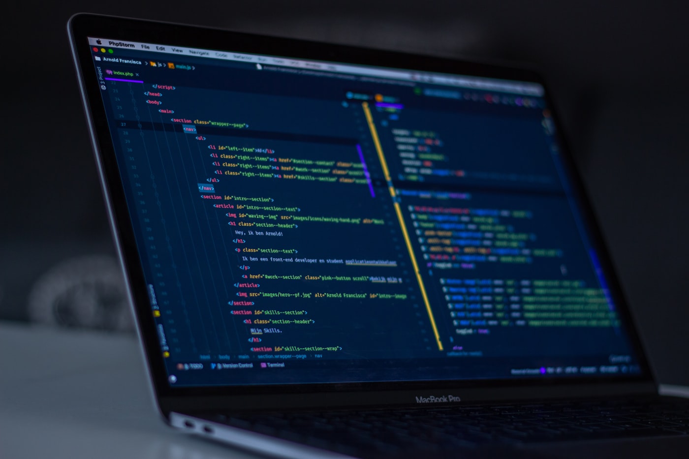 WordPress code op scherm voor website laten maken